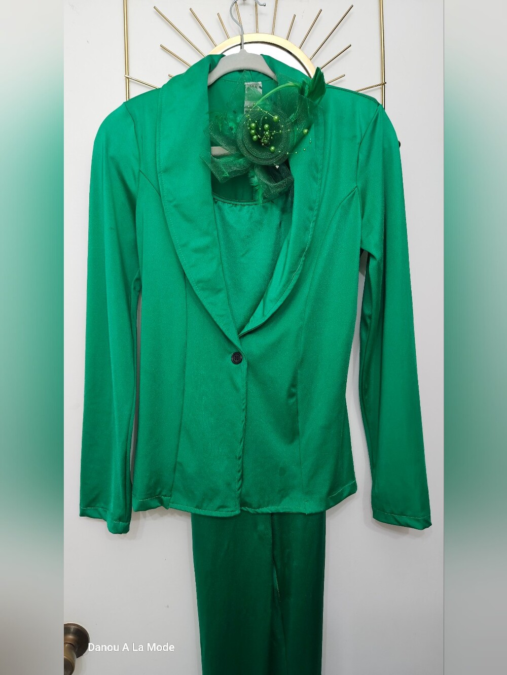 Weissman DANCE Costume Elegant Green Women's Blazer, Bodysuit, and Headpiece